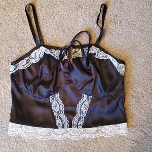 NWT Thorne & Fable from Hot Topic Black Satin Crop Cami Sz XS